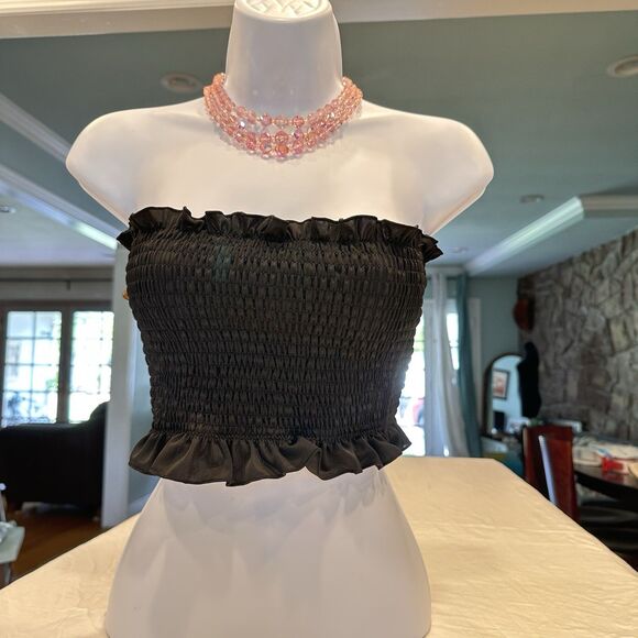 Sinch Seamless Ribbed Black Crop Top Tube Tank Size L Large - Picture 3 of 11